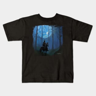 Mysterious Black Knight in the Moonlit Kids T-Shirt